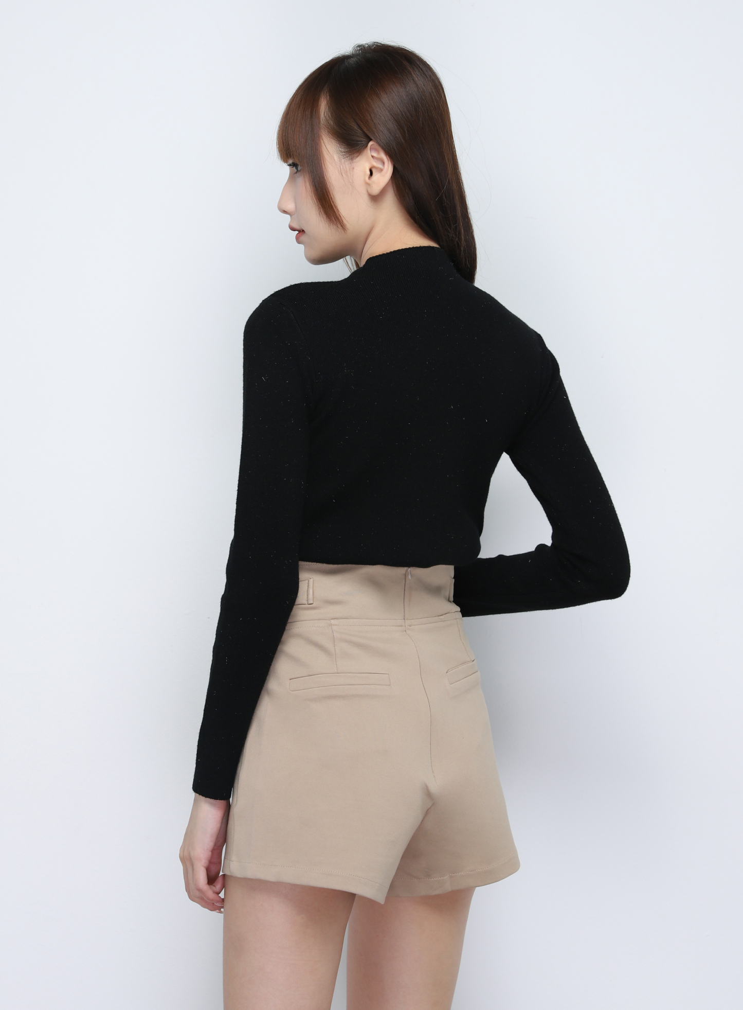 High Waist Side Pocket With Belt Short Pants 19289