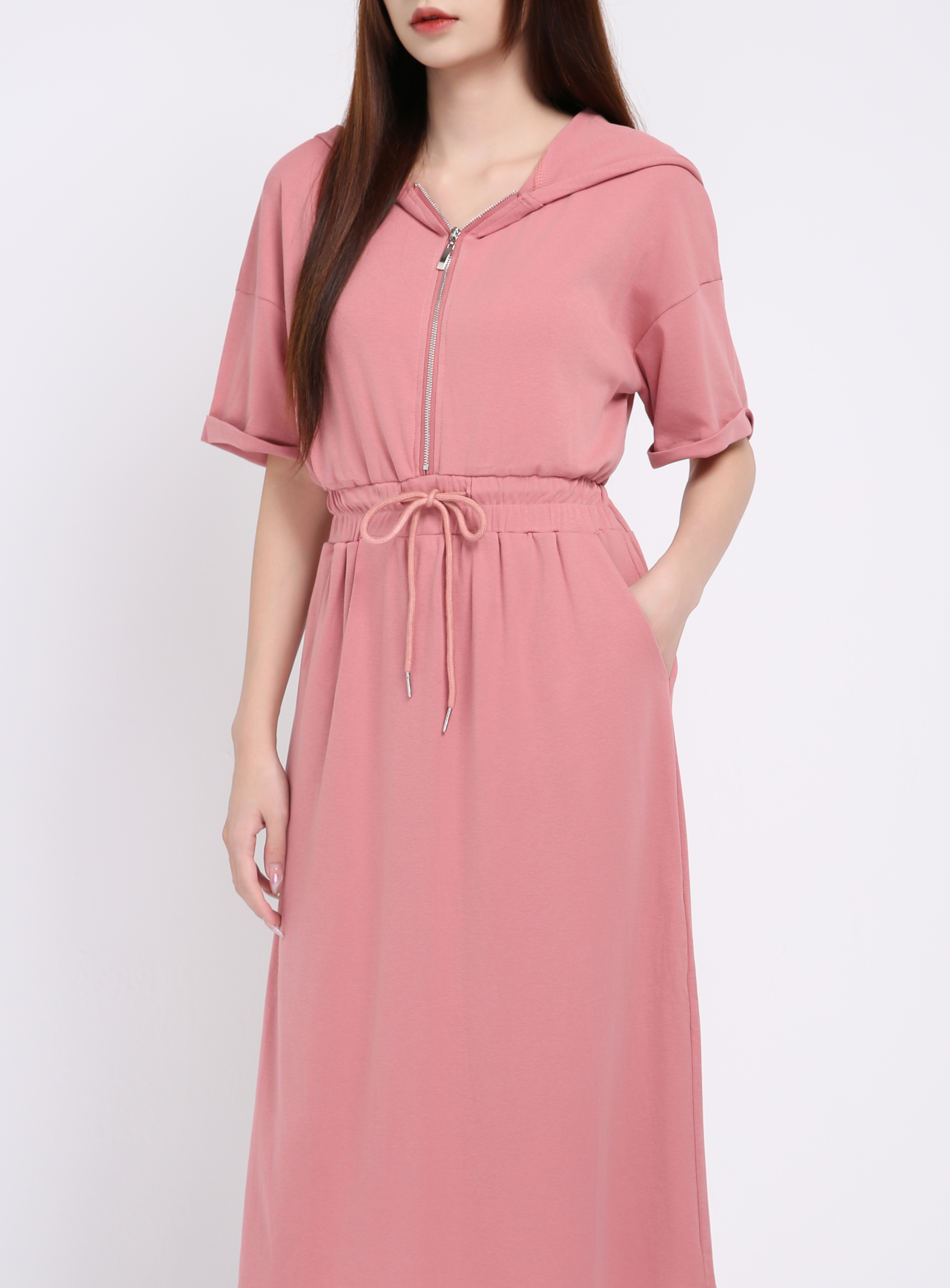 Waist Stretchable Front Zip Dress 19310