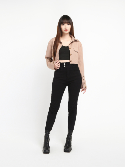 Collared Long Sleeve Front Button Top 19428