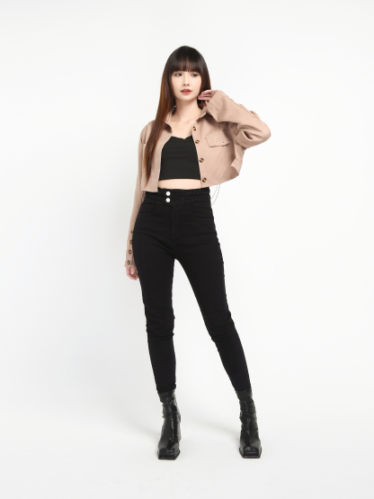 Denim Waist Rope Decoration Long Pants 19228