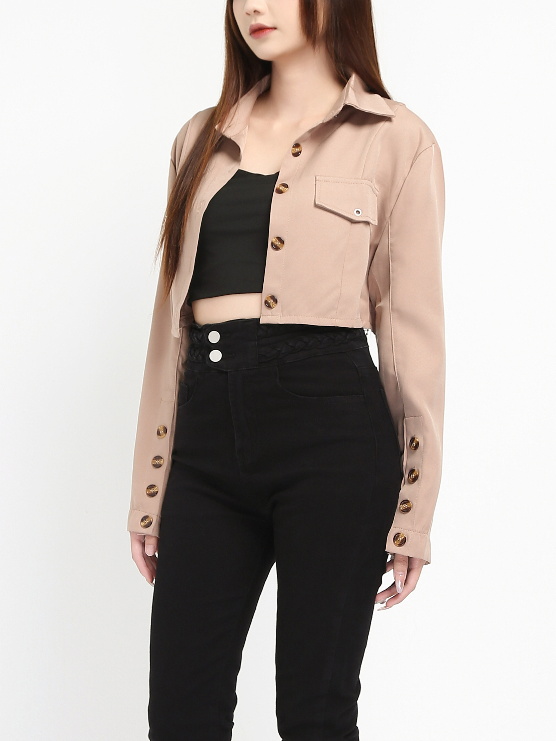 Denim Waist Rope Decoration Long Pants 19228