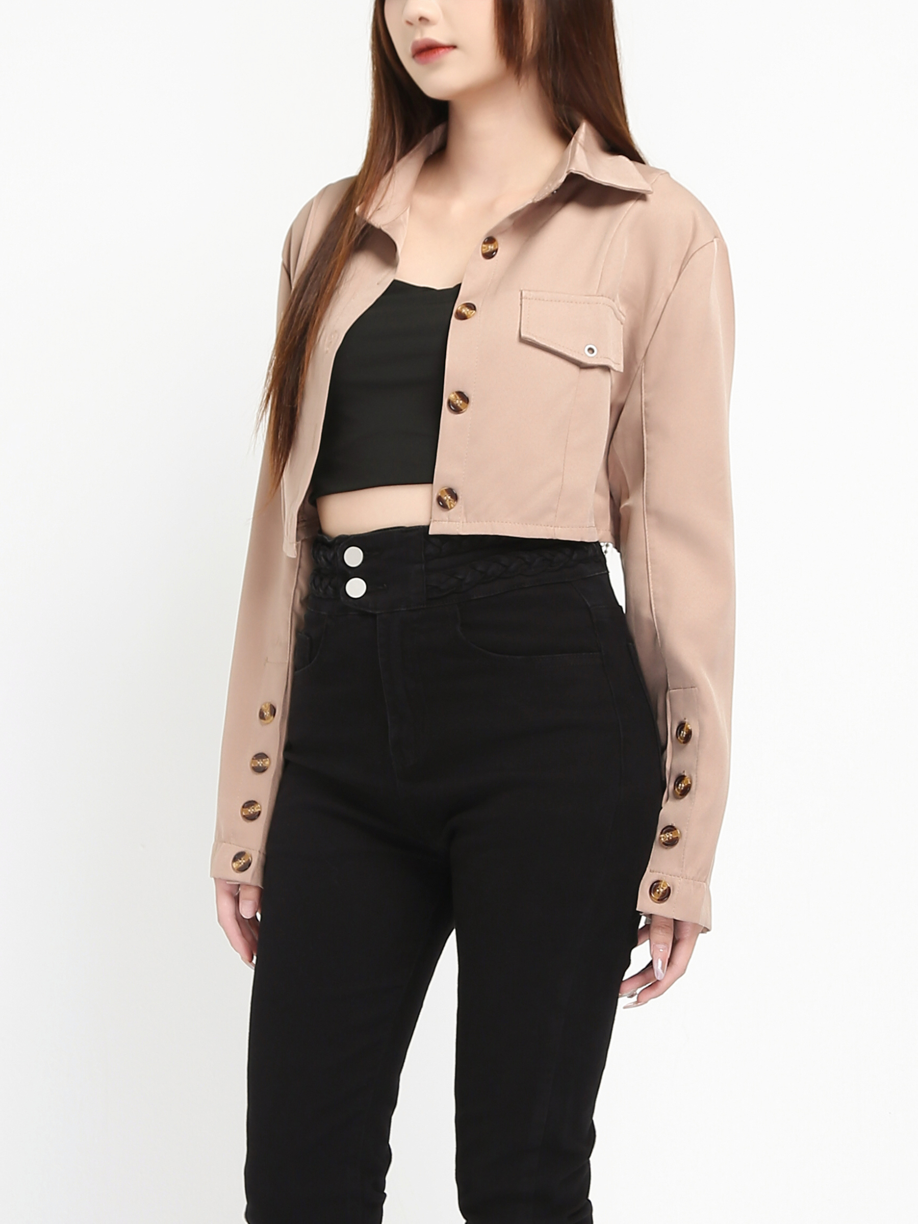 Denim Waist Rope Decoration Long Pants 19228