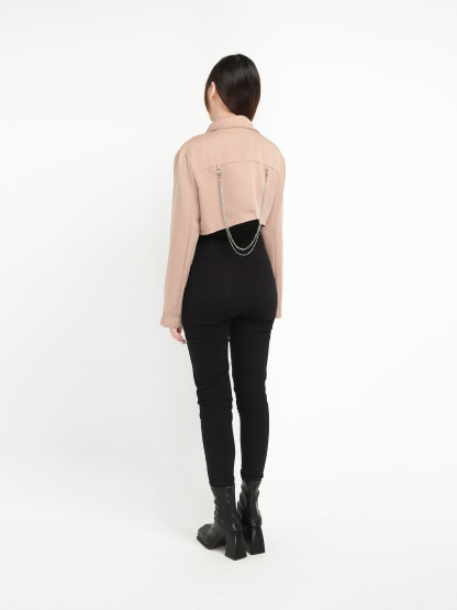 Denim Waist Rope Decoration Long Pants 19228