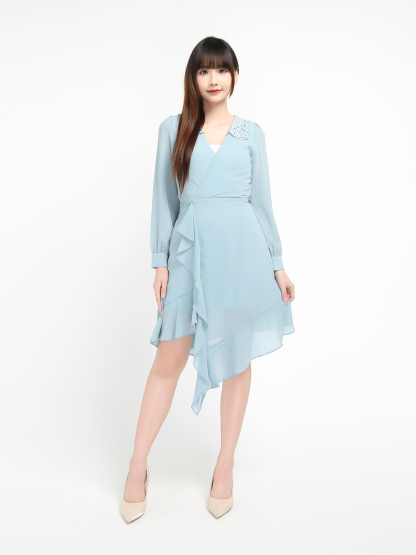 Collar Long Sleeve Dress 19463