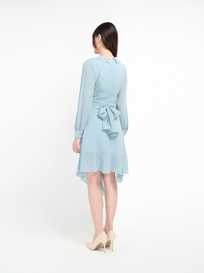 Collar Long Sleeve Dress 19463