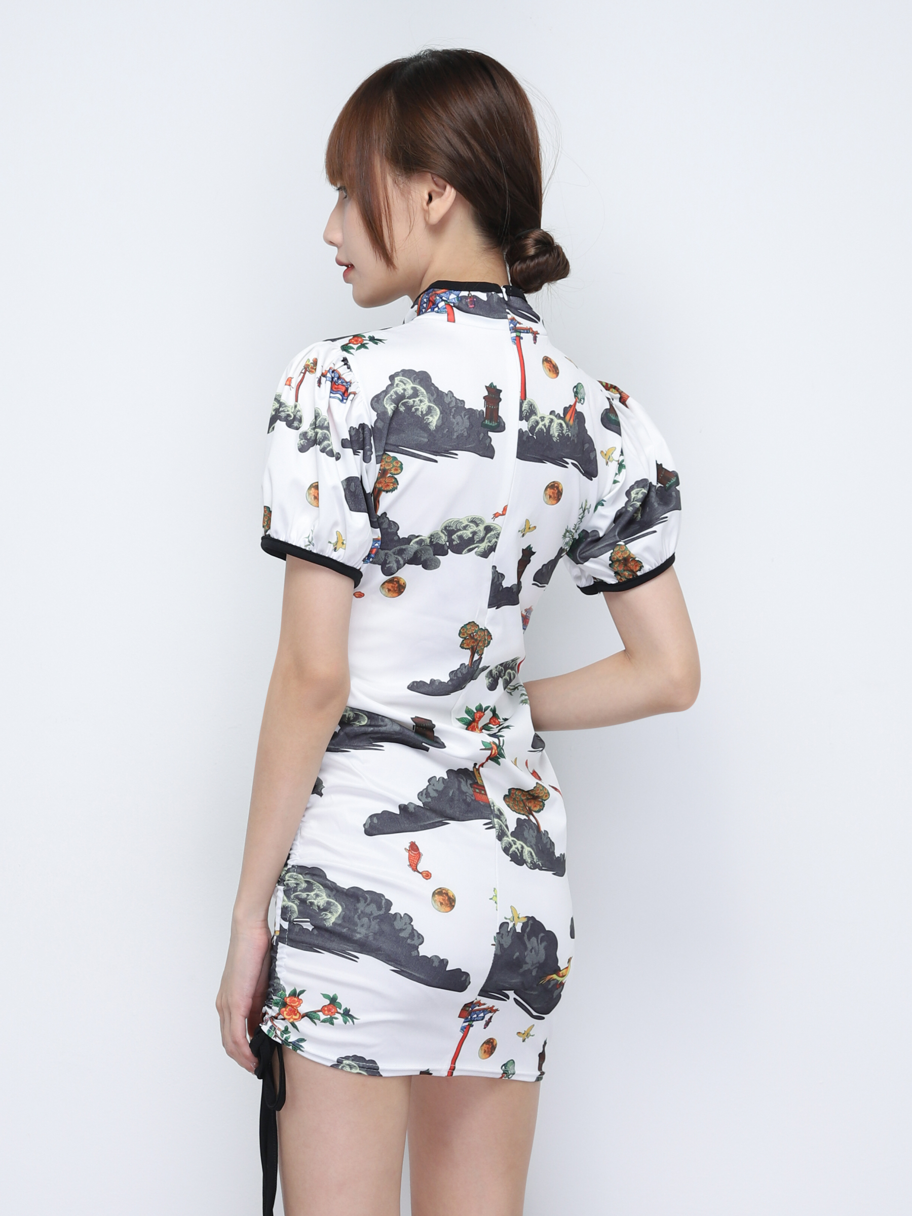 Puff Sleeve Cheongsam Dress 19604