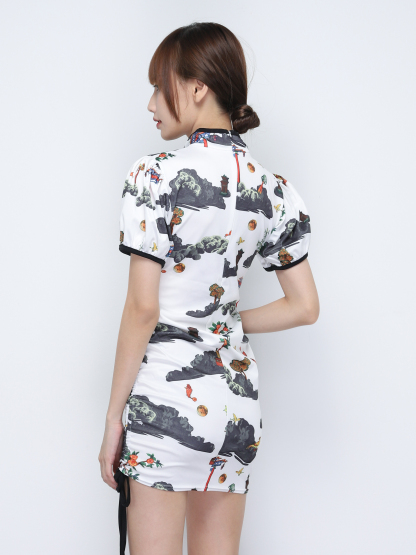 Puff Sleeve Cheongsam Dress 19604