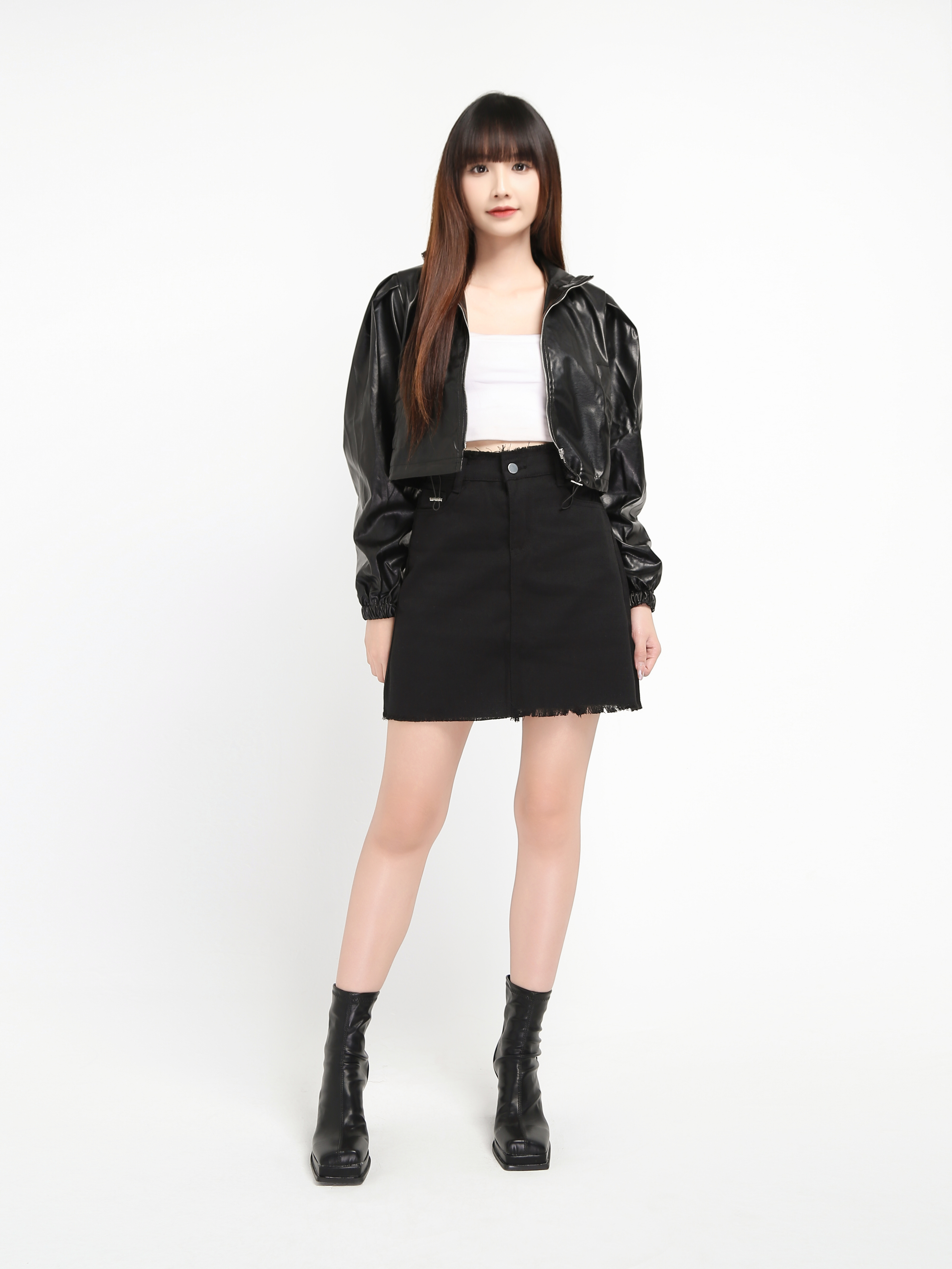Leather Front Zip Top 19638