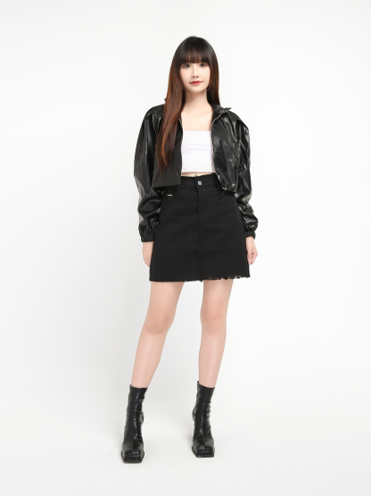 Leather Front Zip Top 19638