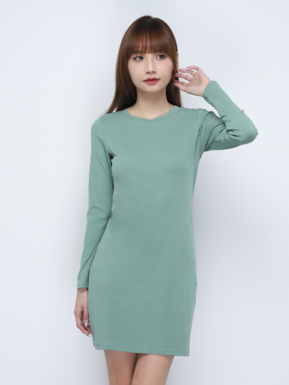 Long Sleeve Plain Dress 19670