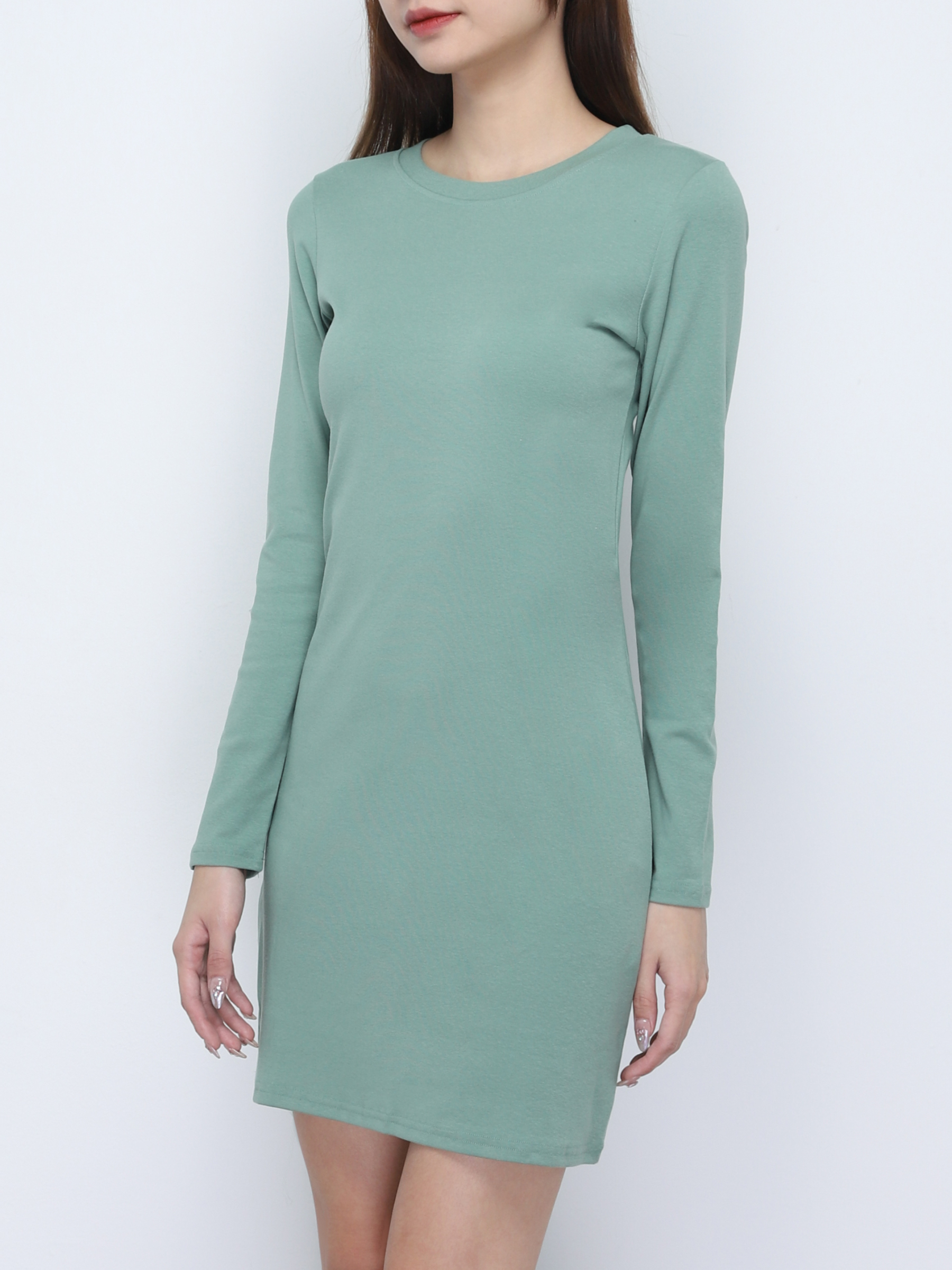 Long Sleeve Plain Dress 19670