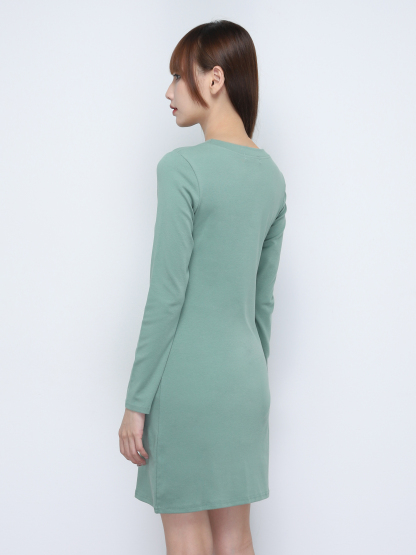 Long Sleeve Plain Dress 19670