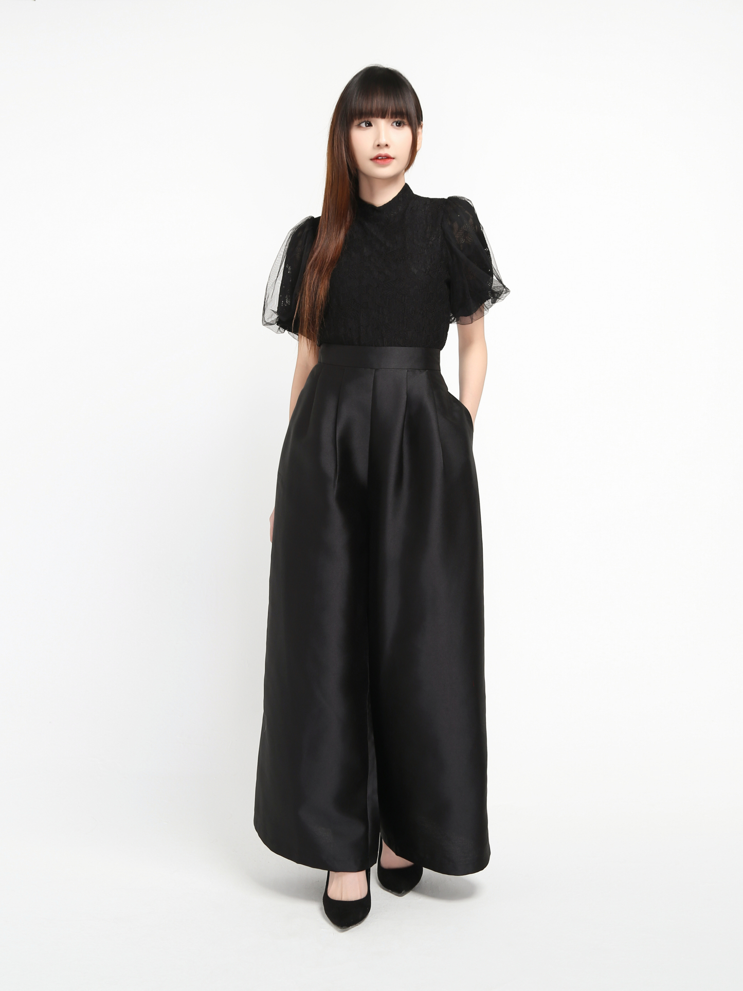 Back Zip Pleated Long Pant 19674