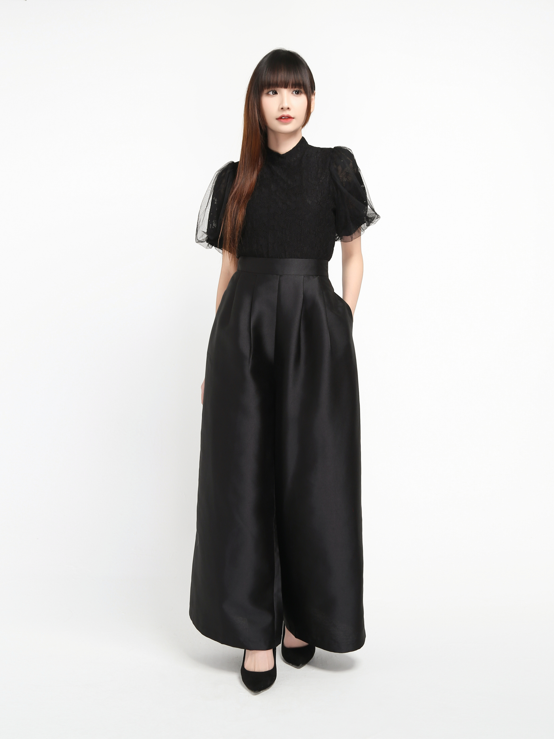 Back Zip Pleated Long Pant 19674