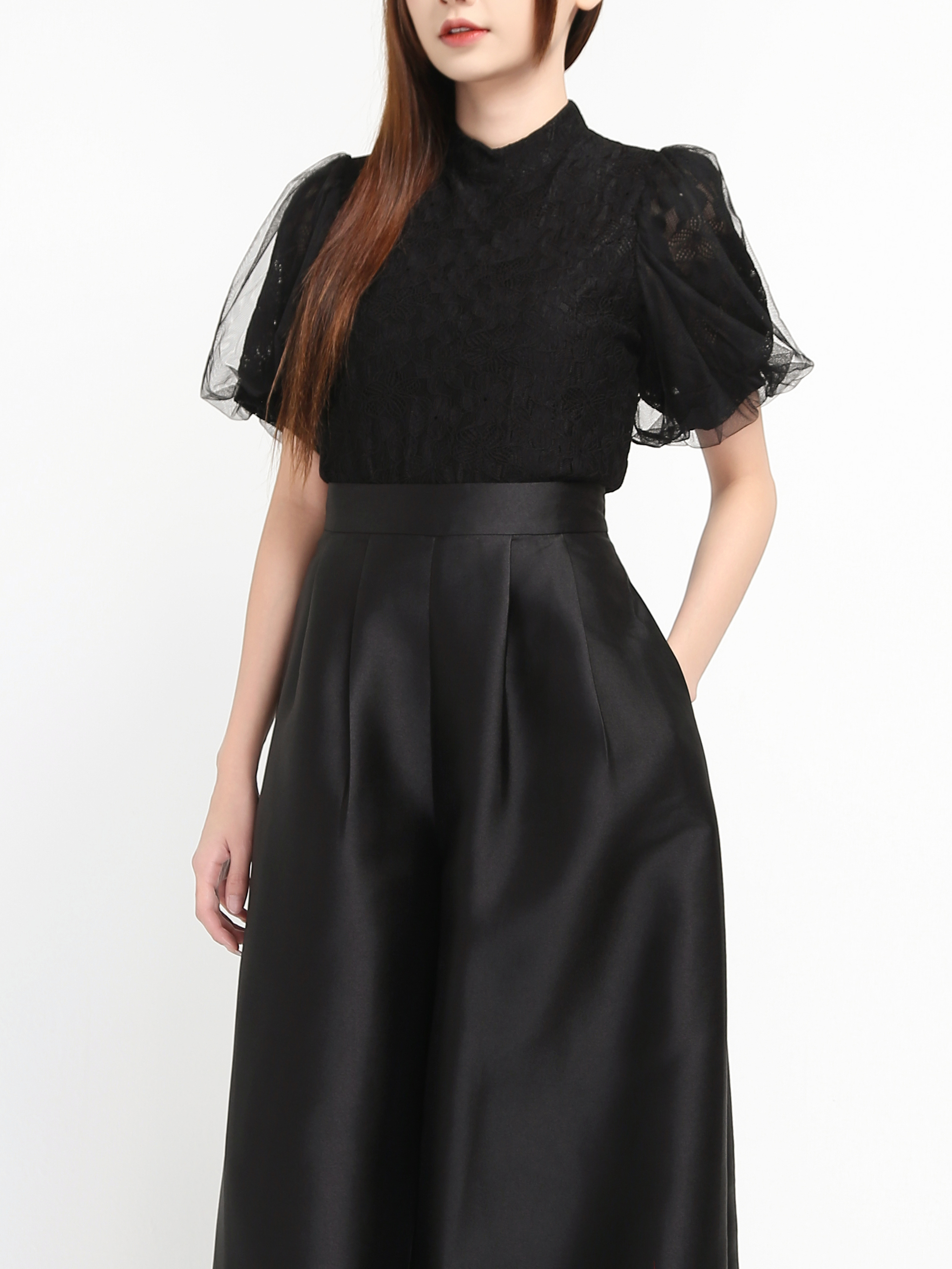 Back Zip Pleated Long Pant 19674