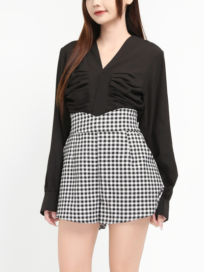 High Waist Plain Short Pants 19059