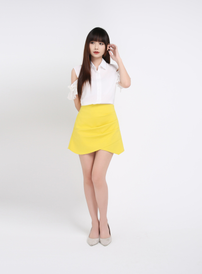 Collar Front Button Sleeve Hole Blouse 19802