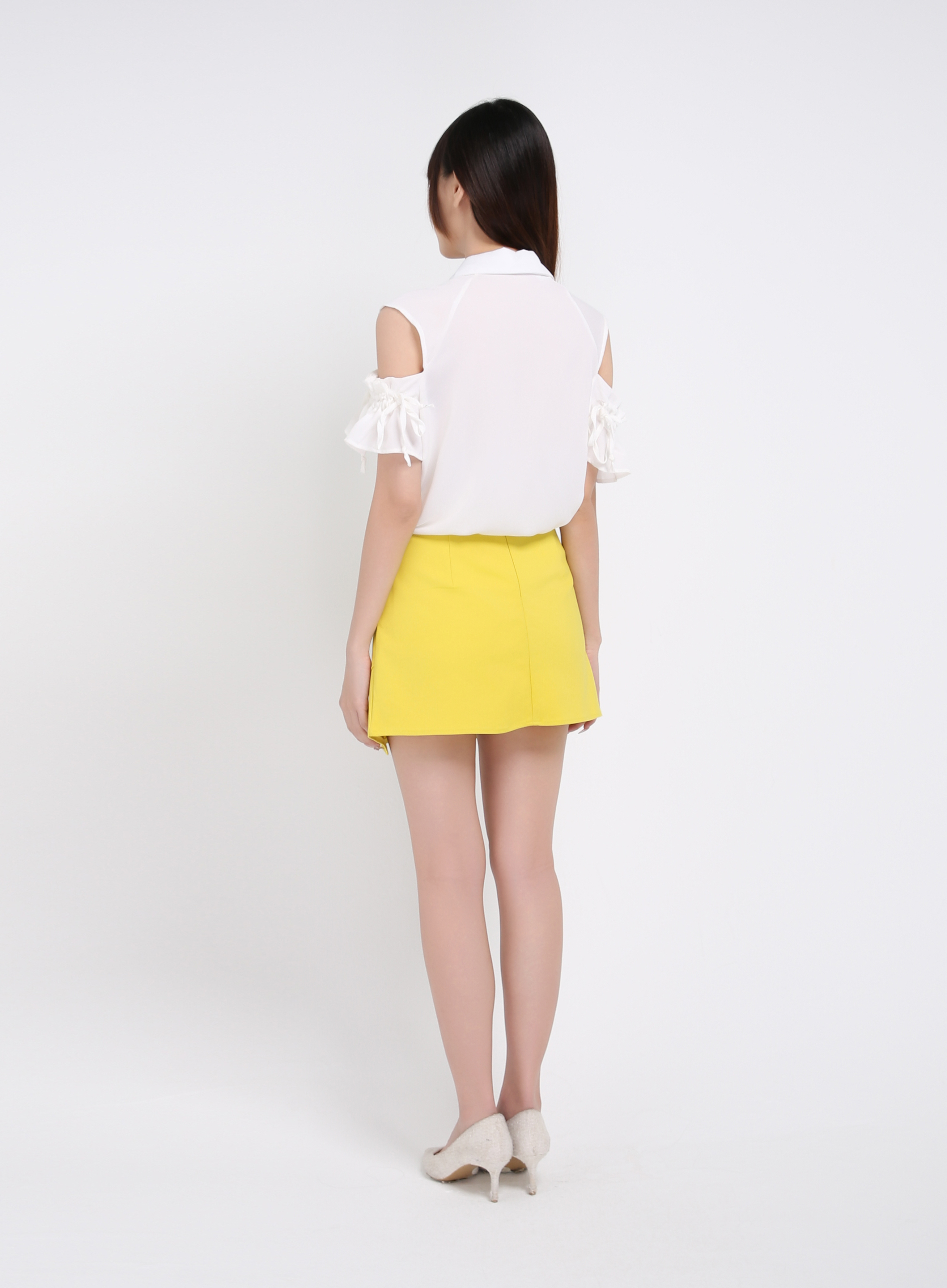 Collar Front Button Sleeve Hole Blouse 19802