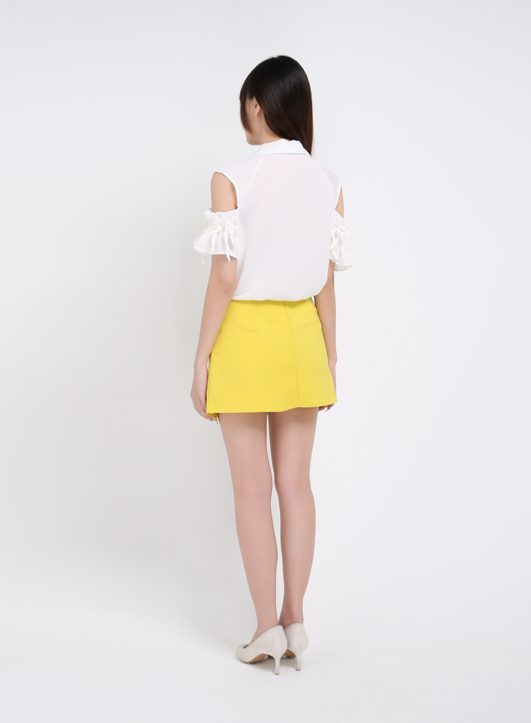 Collar Front Button Sleeve Hole Blouse 19802