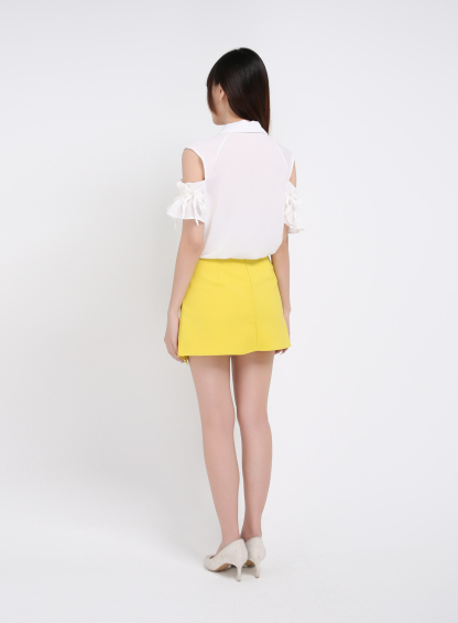 Collar Front Button Sleeve Hole Blouse 19802