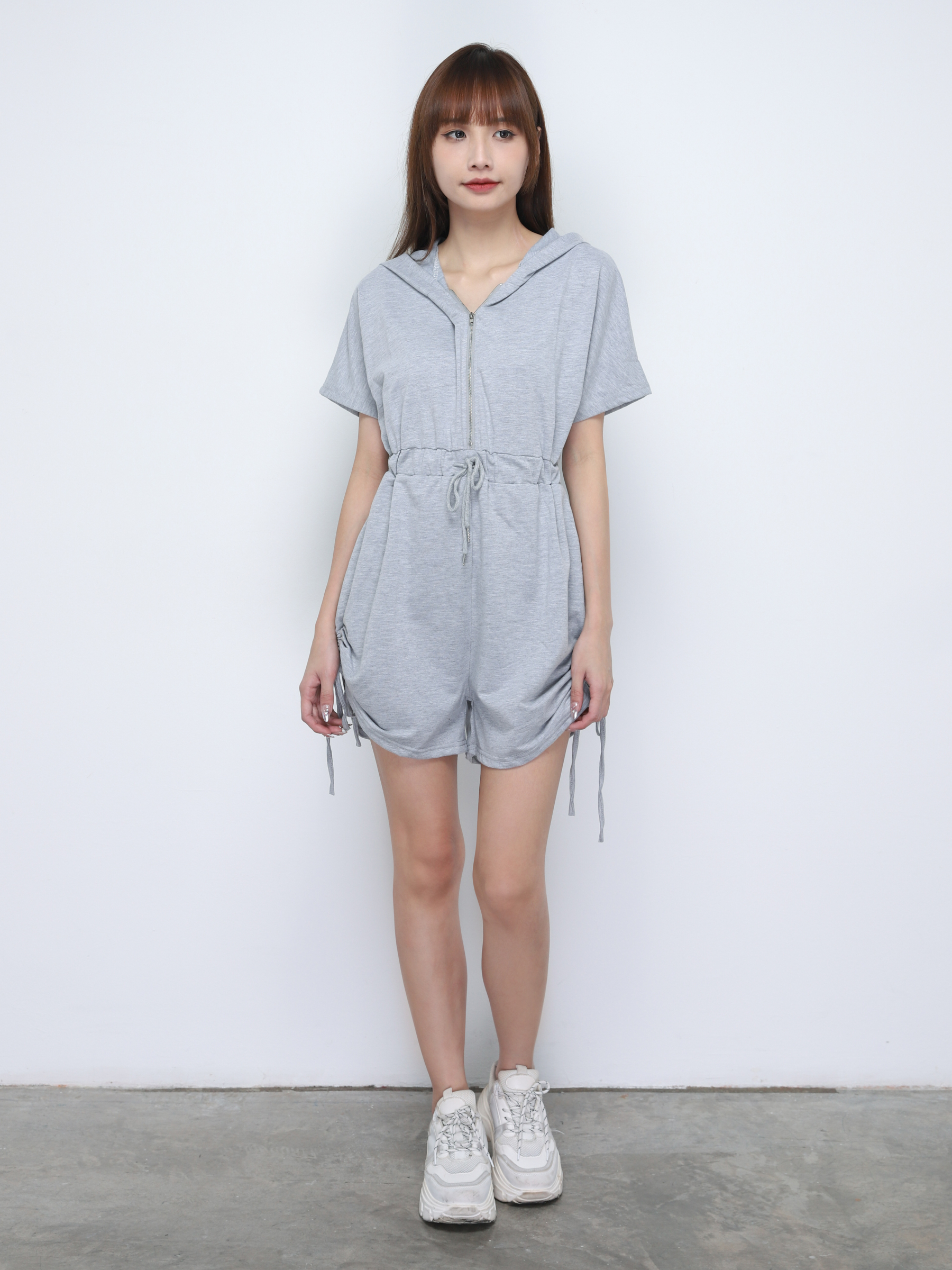 Front Zip With Cap Jumpsuit 19854
