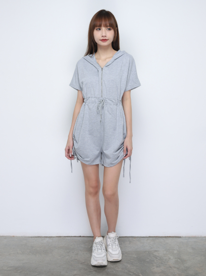 Front Zip With Cap Jumpsuit 19854