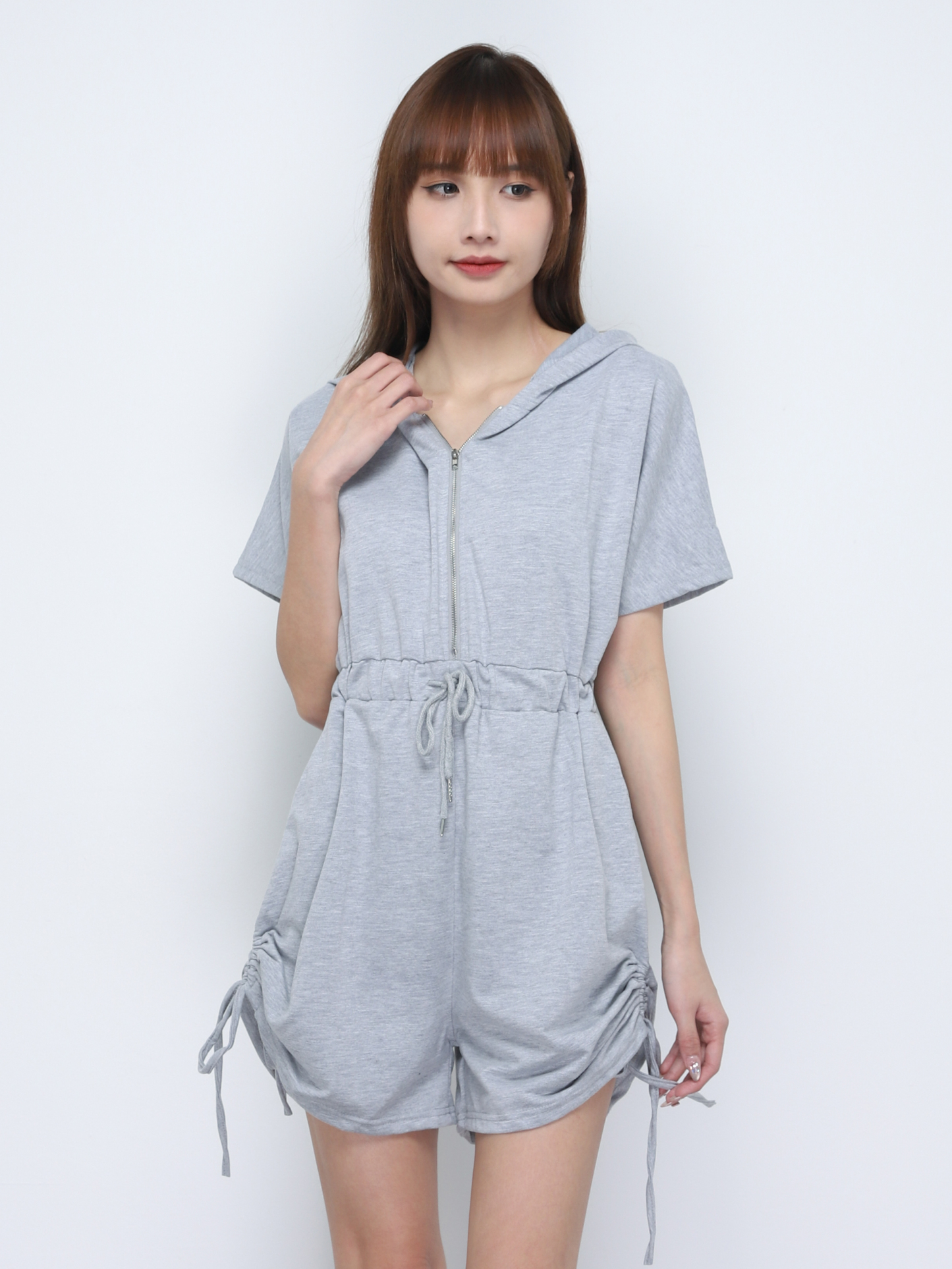 Front Zip With Cap Jumpsuit 19854