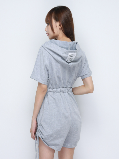 Front Zip With Cap Jumpsuit 19854