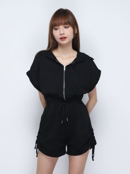 Front Zip With Cap Jumpsuit 19854
