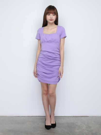 Square Neck Pleated Dress 19959