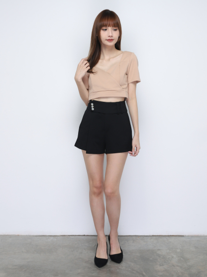 High Waist Decorative Belt Short Pants 20094