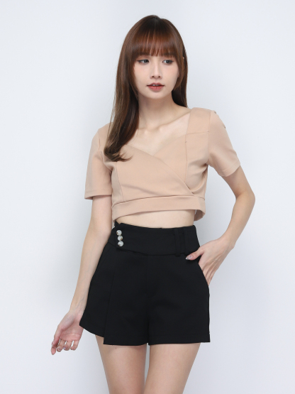 High Waist Decorative Belt Short Pants 20094