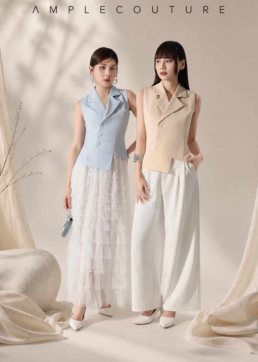 Structured Button Vest Top AC349