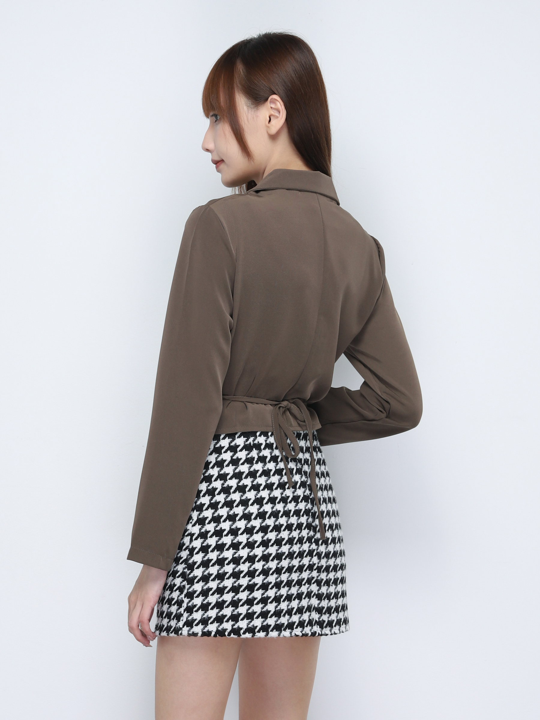 A Line Fake Pocket And Pearl Button Skirt 19965