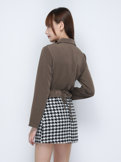 A Line Fake Pocket And Pearl Button Skirt 19965