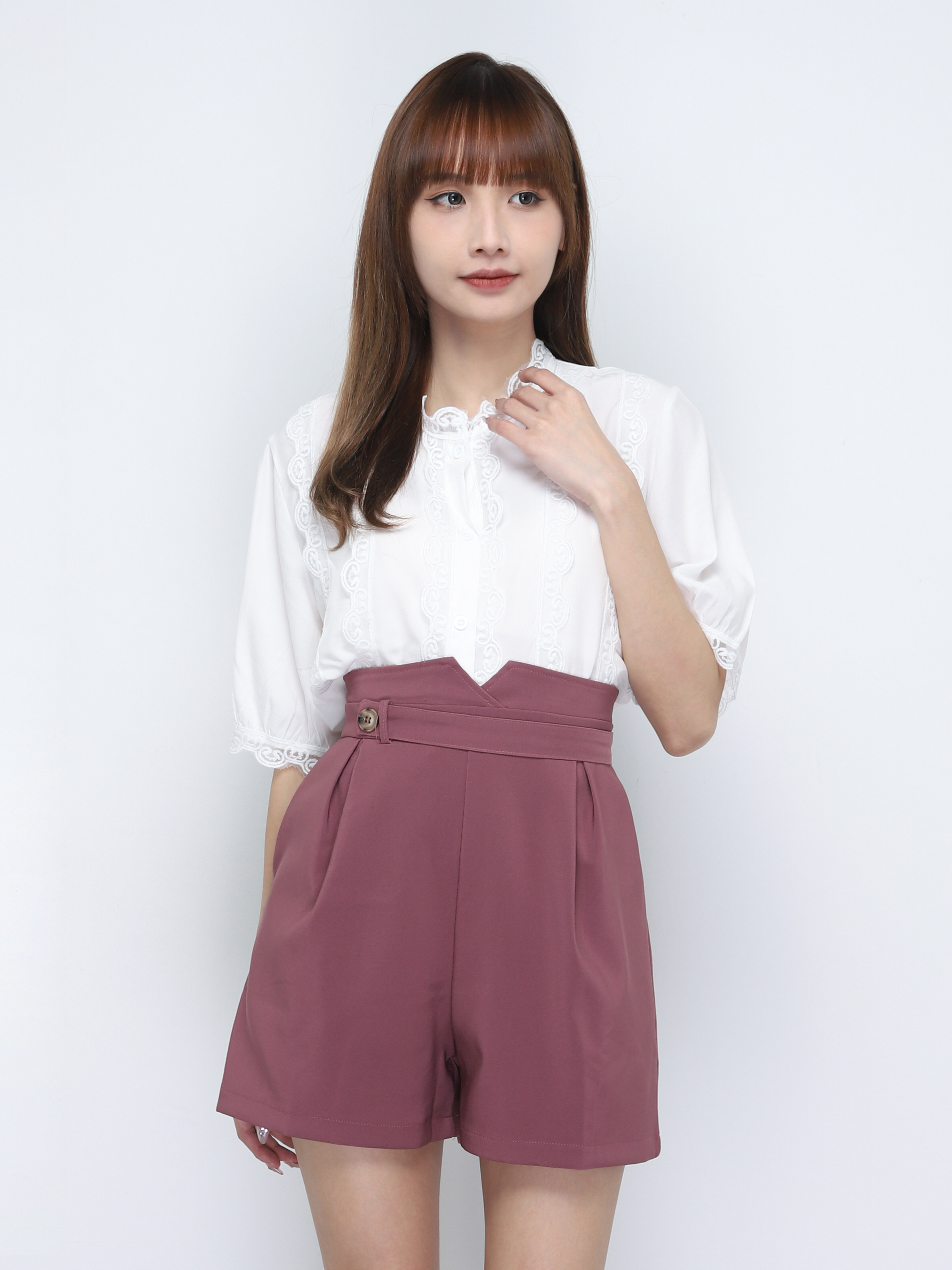 High Waist With Decorative Button Short Pants 20024
