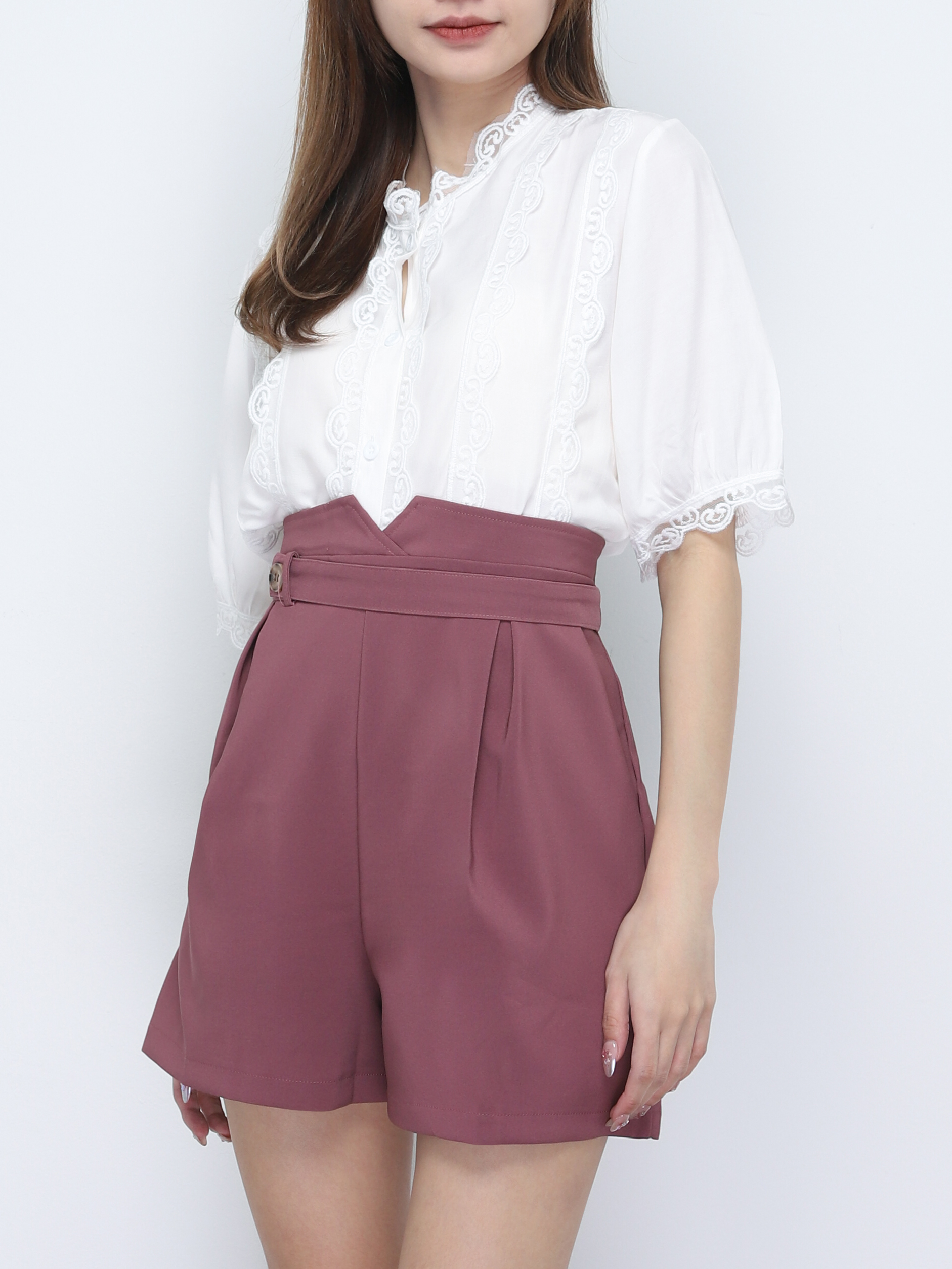 High Waist With Decorative Button Short Pants 20024