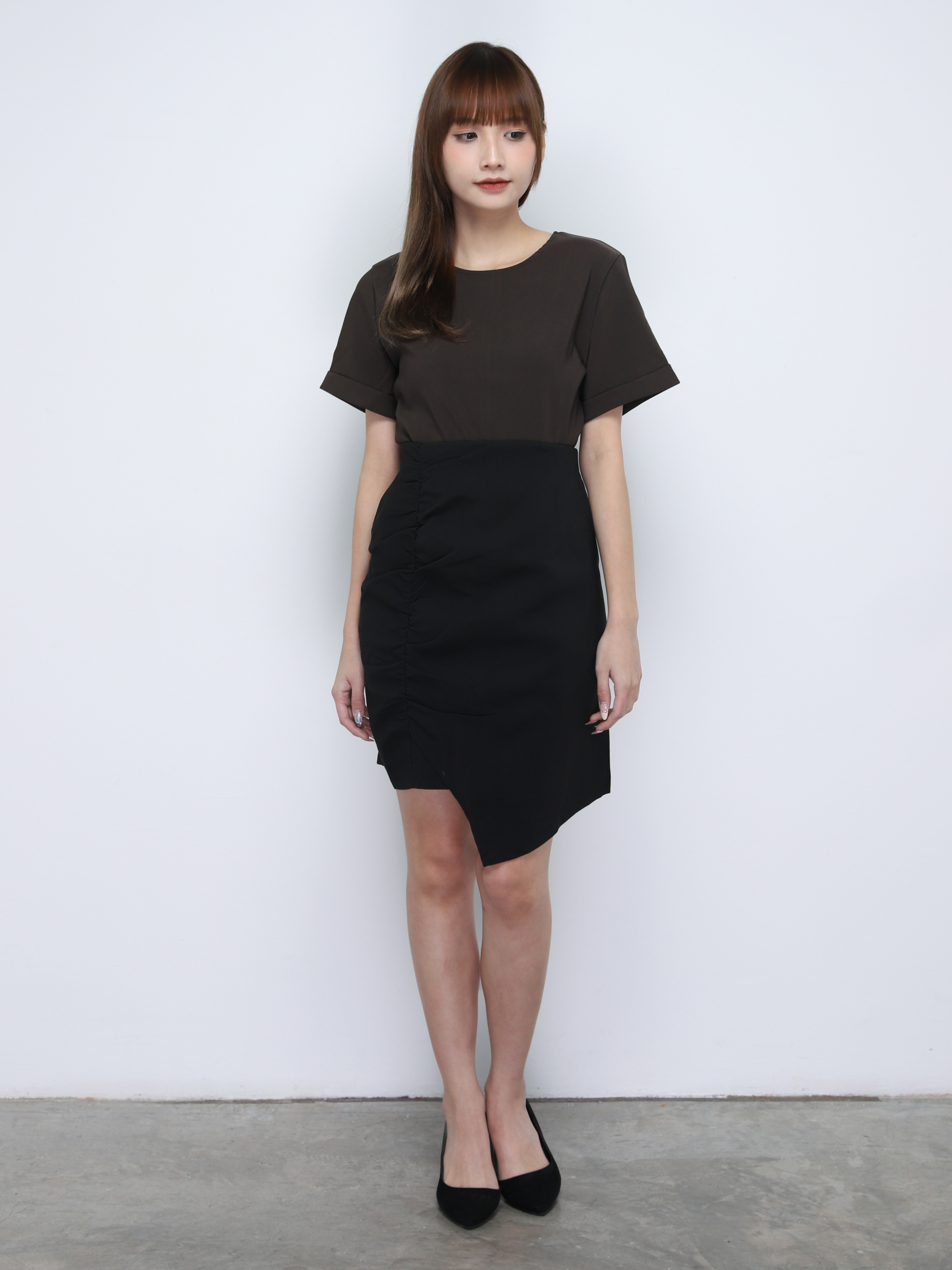 Side Pleated Irregular Long Skirt 20137