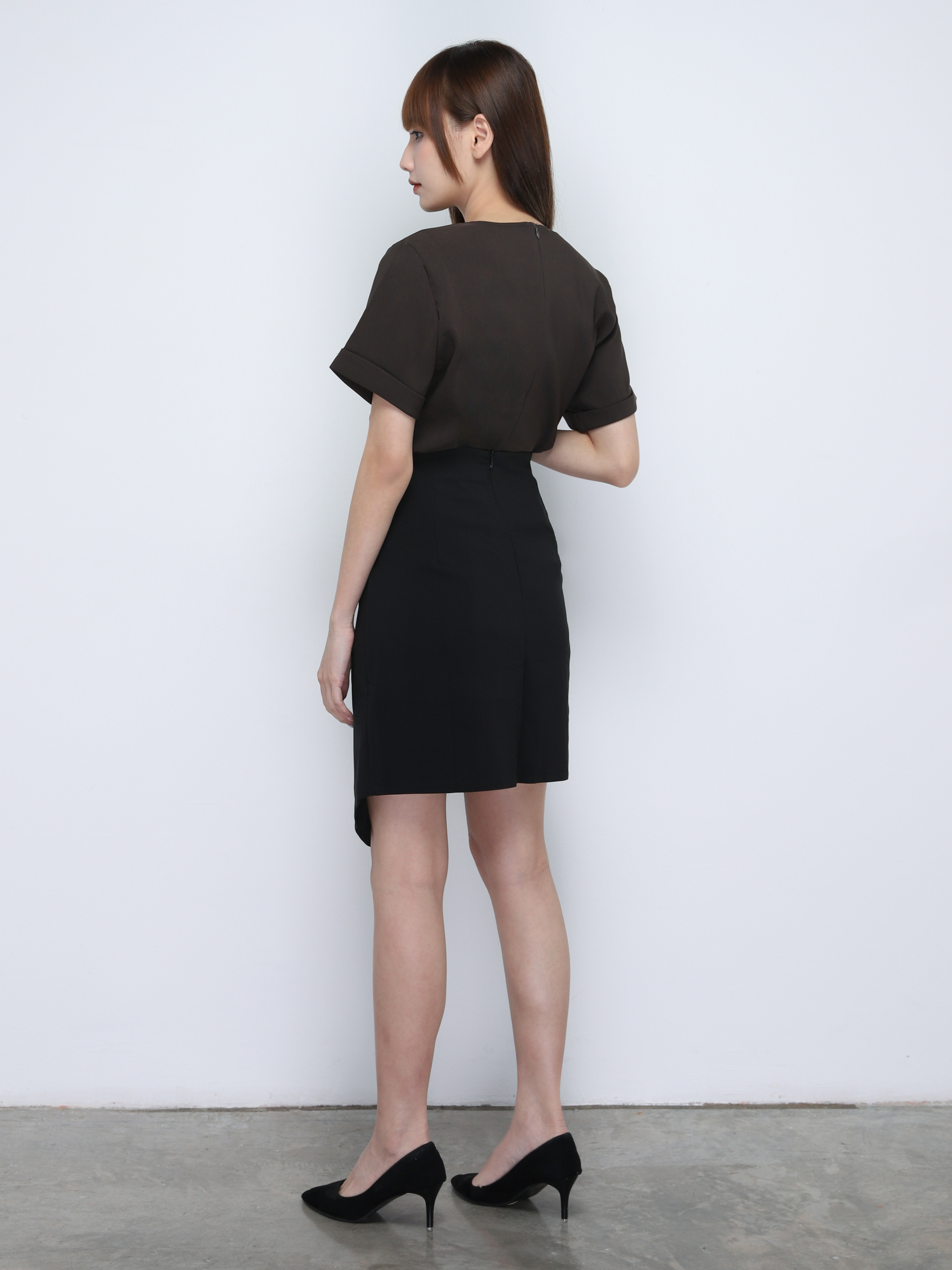 Side Pleated Irregular Long Skirt 20137