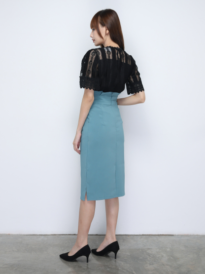 High Waist Pleated With Button Long Skirt 20059