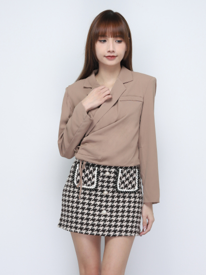 A Line Fake Pocket And Pearl Button Skirt 19965