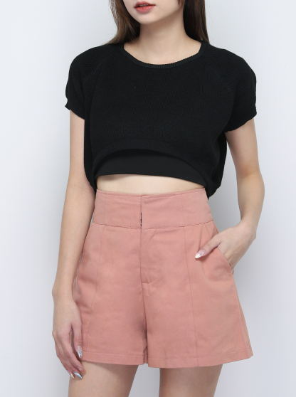 Knitted Basic Plain Crop Top 20061