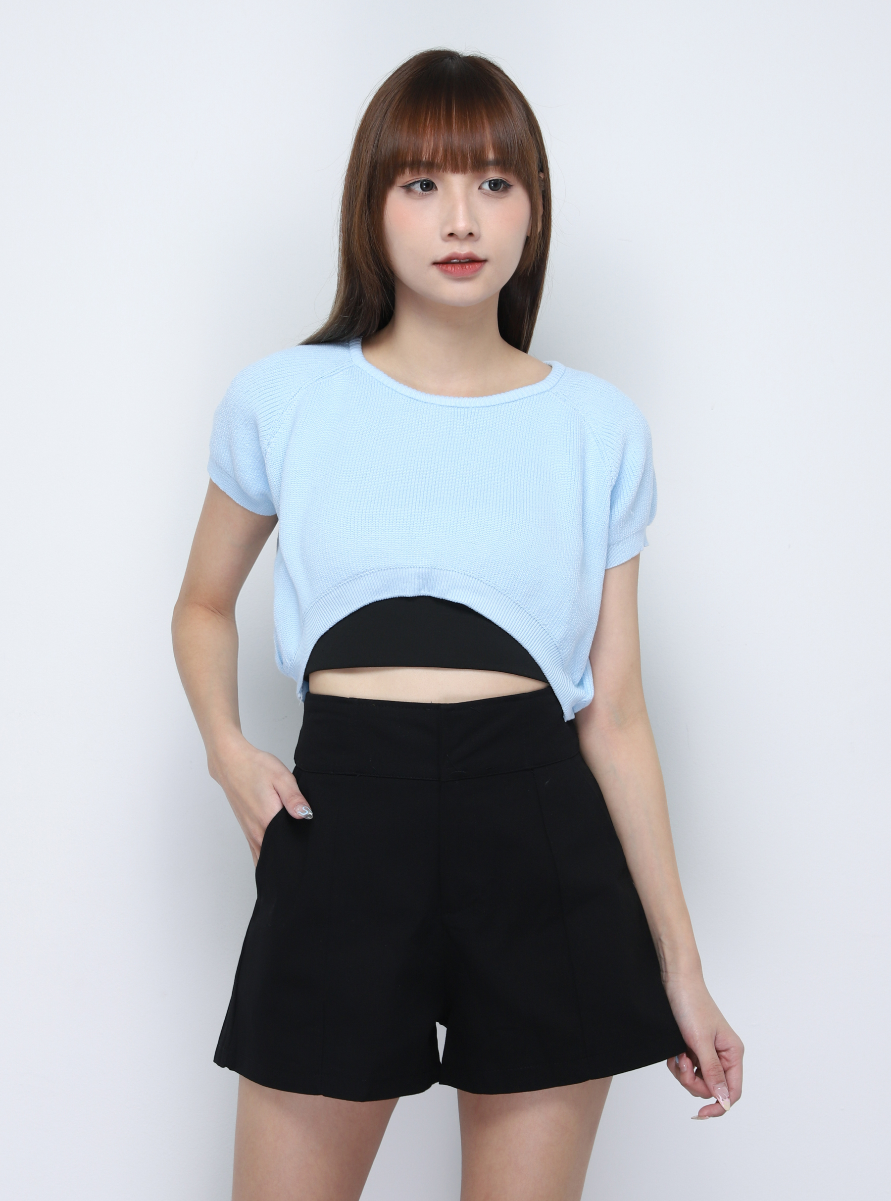 Knitted Basic Plain Crop Top 20061