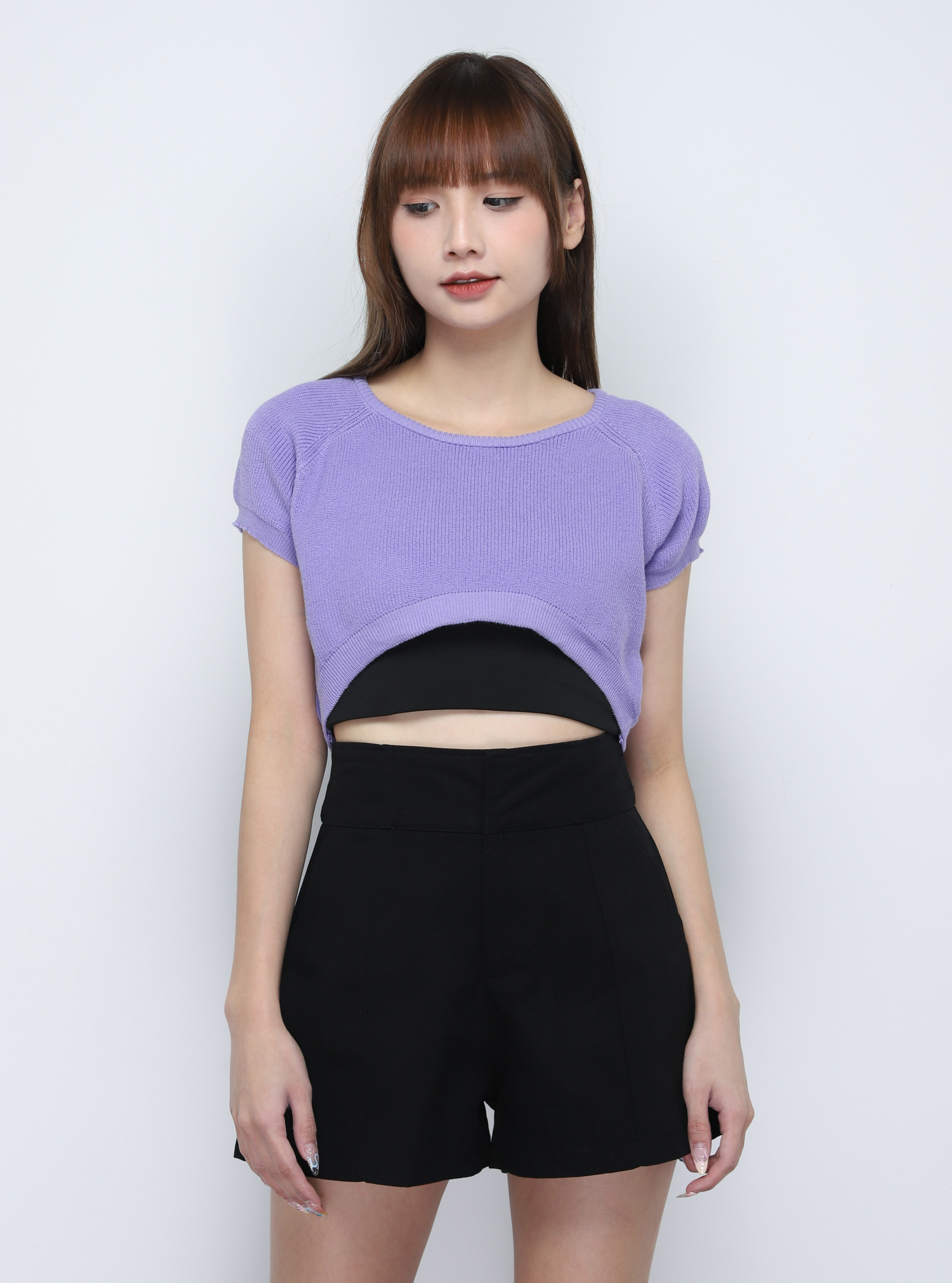 Knitted Basic Plain Crop Top 20061