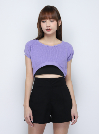 Knitted Basic Plain Crop Top 20061