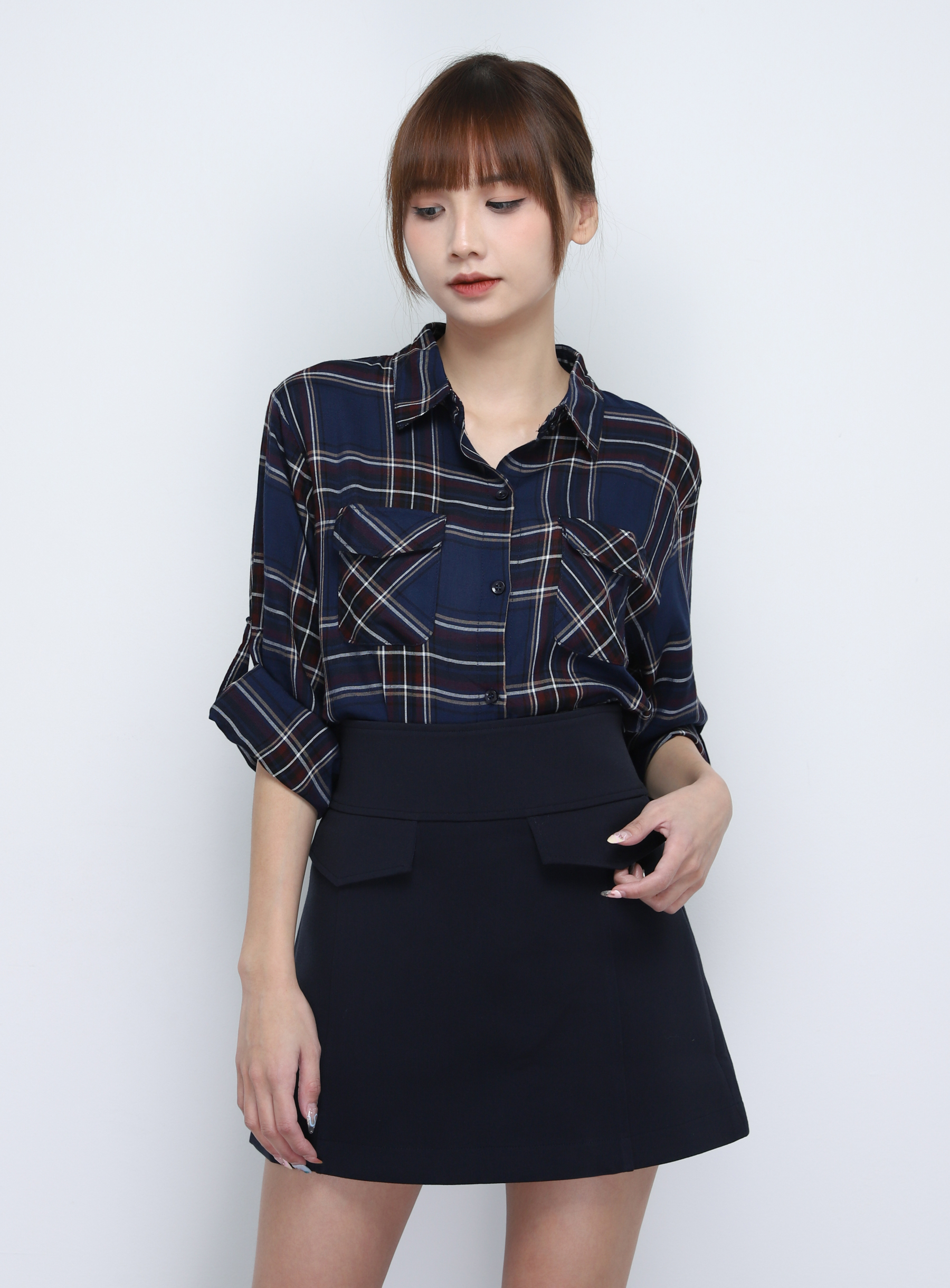 Denim High Waist With Fake Pocket Skirt Pants 20116