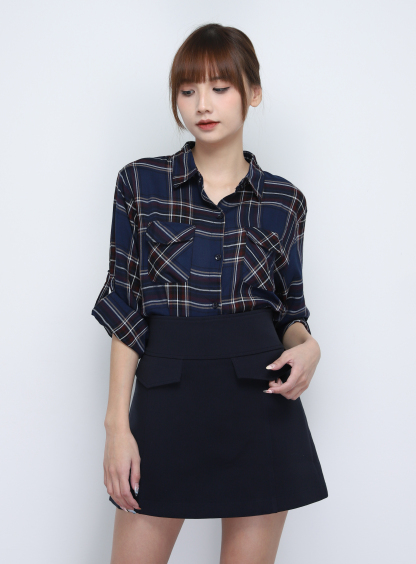 Denim High Waist With Fake Pocket Skirt Pants 20116