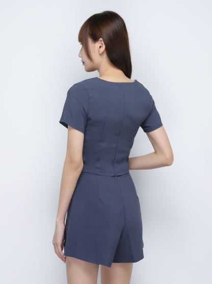 Two Tone Cross Top And Short Pants Set 20069