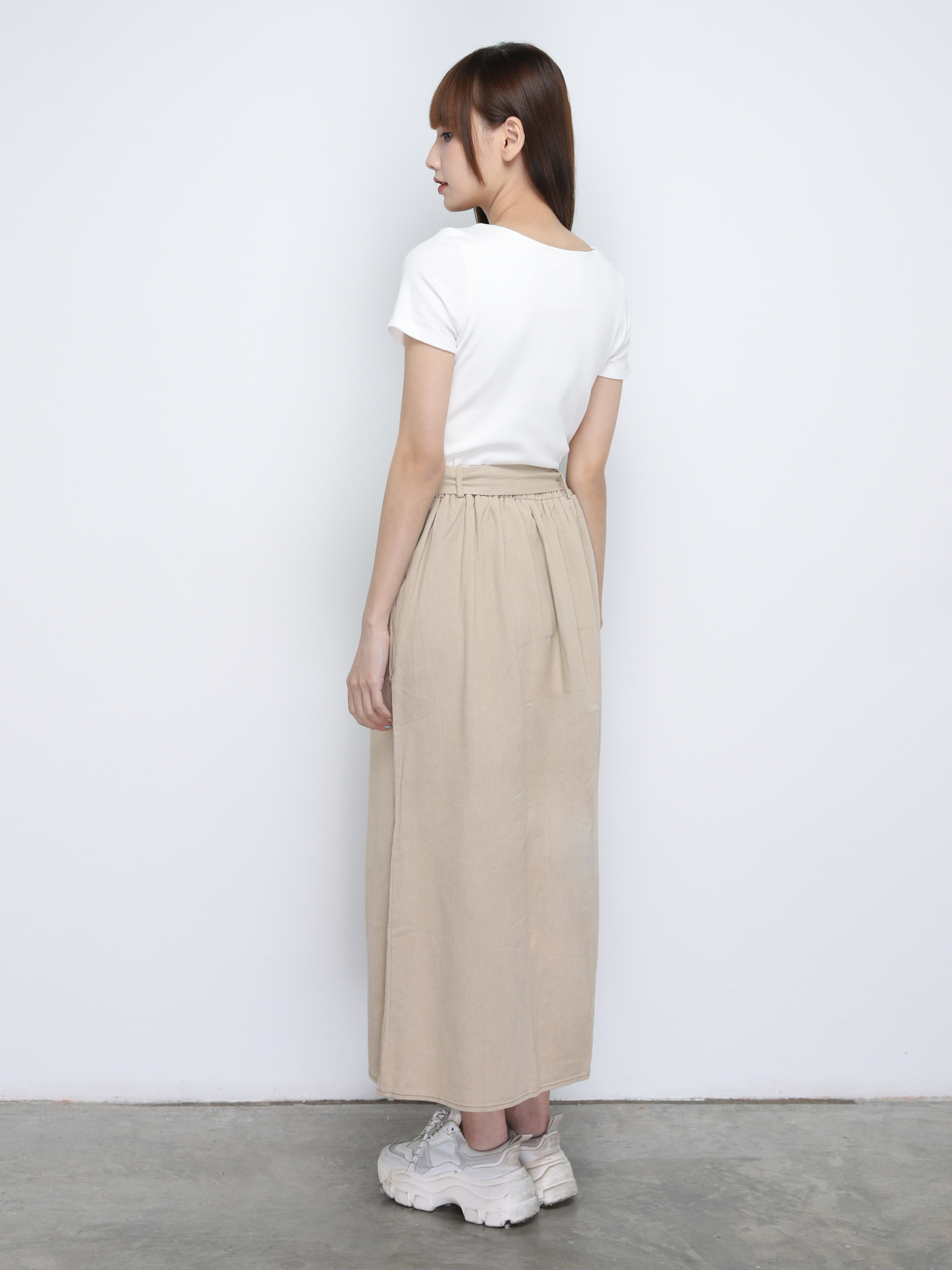 Dua Breasted Button With Belt Long Skirt 20027