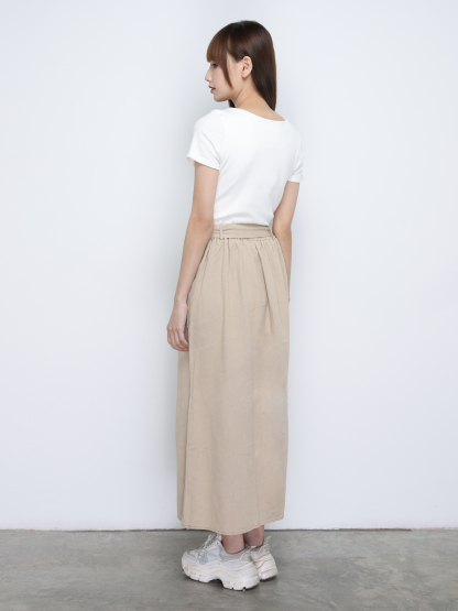 Dua Breasted Button With Belt Long Skirt 20027